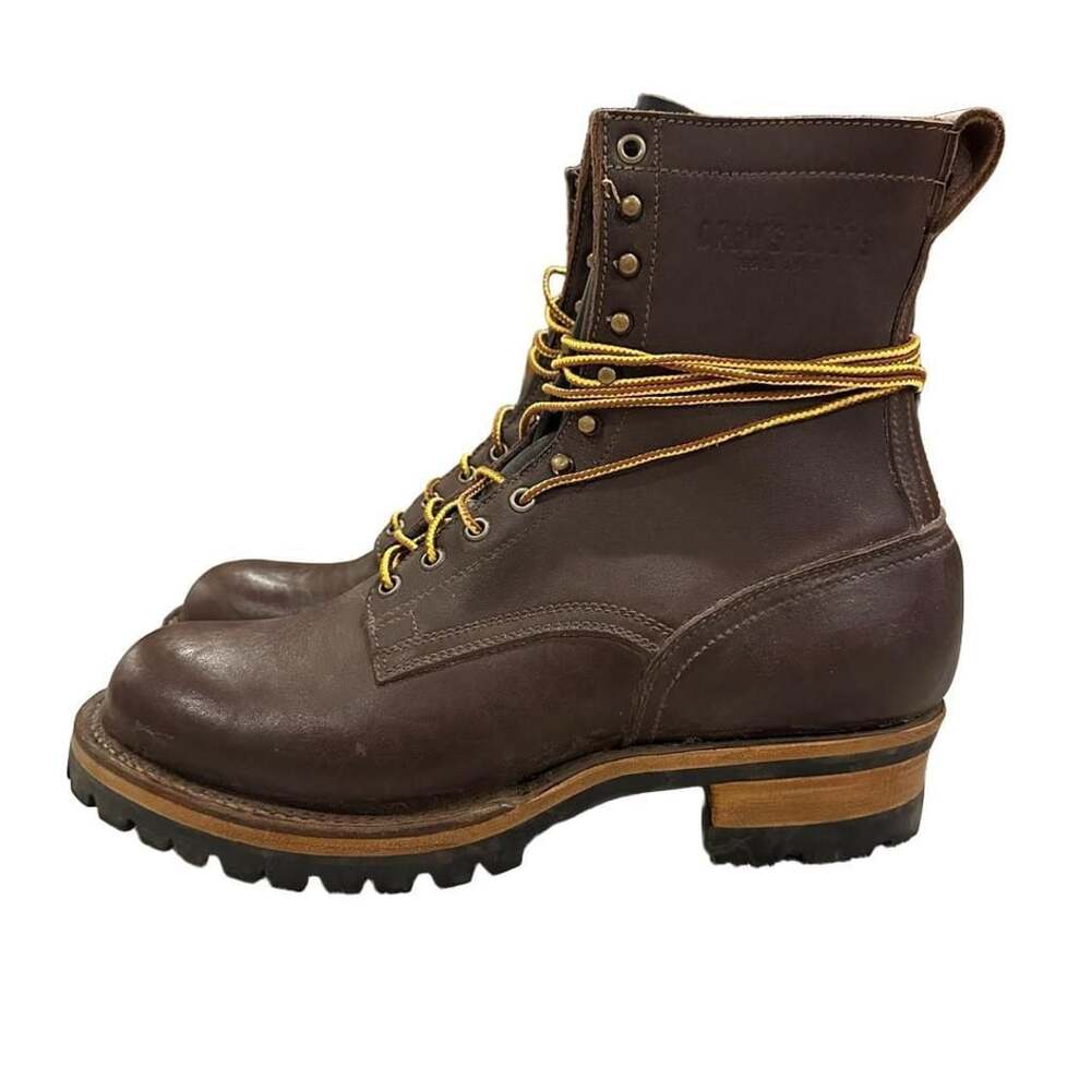 Drew's 8 inch Contractor Brown Leather Work Boots Heavy Tread Sole Men’s 11.5 D